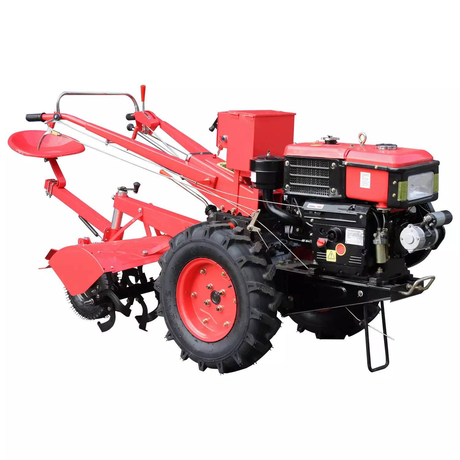 Micro Trator Nagano 12,5 HP diesel com enxada rotativa em vista 3/4